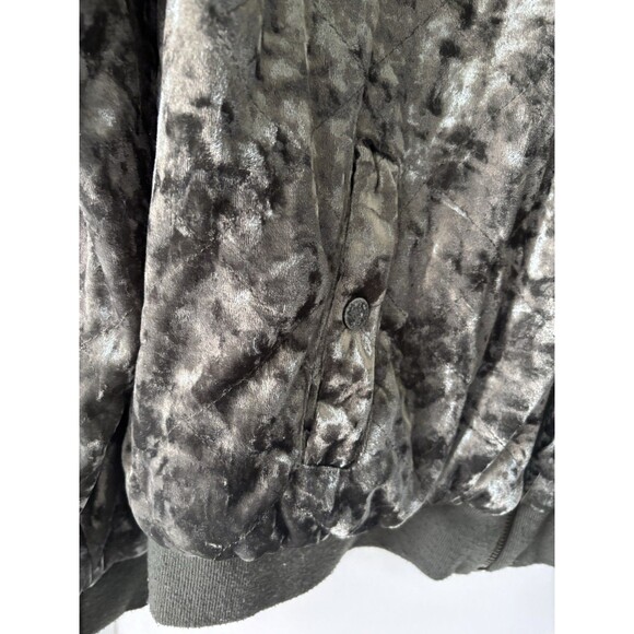 Jade & Ivory Quilted Crushed Velvet Sage Green Whimsigoth Bomber Jacket Zip M - Picture 3 of 10